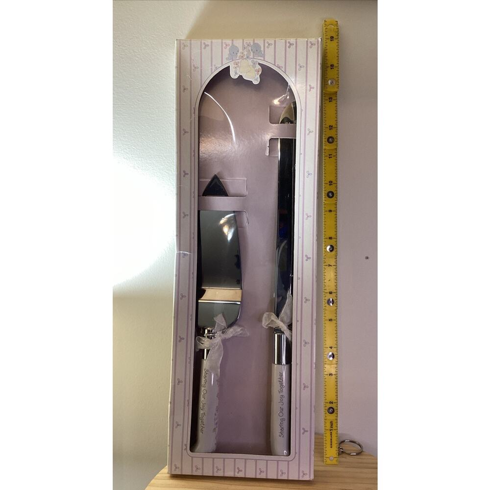VINTAGE 1986 Precious Moments Wedding Cake Cutting Knife And Server Set NIB